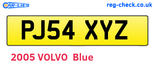 PJ54XYZ are the vehicle registration plates.
