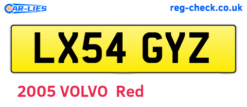 LX54GYZ are the vehicle registration plates.