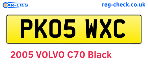 PK05WXC are the vehicle registration plates.
