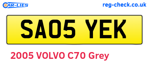 SA05YEK are the vehicle registration plates.