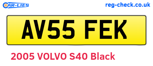 AV55FEK are the vehicle registration plates.