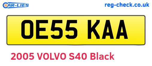 OE55KAA are the vehicle registration plates.