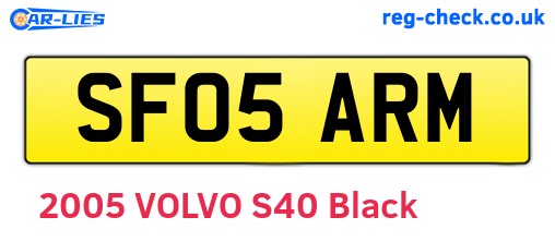 SF05ARM are the vehicle registration plates.