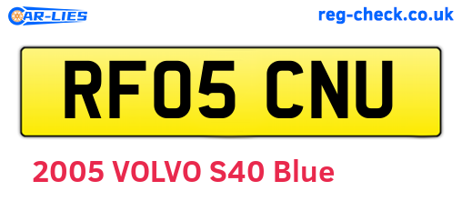 RF05CNU are the vehicle registration plates.