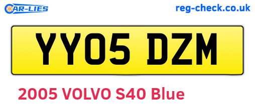 YY05DZM are the vehicle registration plates.