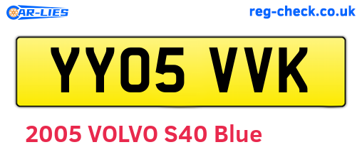 YY05VVK are the vehicle registration plates.