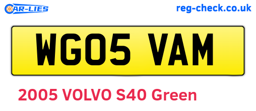WG05VAM are the vehicle registration plates.