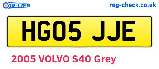 HG05JJE are the vehicle registration plates.