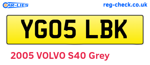 YG05LBK are the vehicle registration plates.