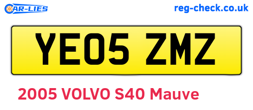 YE05ZMZ are the vehicle registration plates.