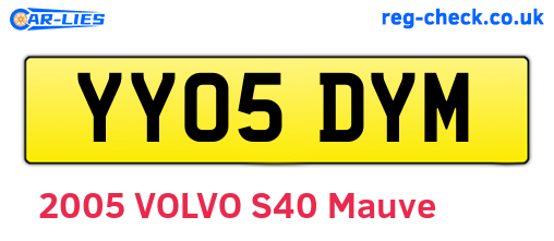 YY05DYM are the vehicle registration plates.