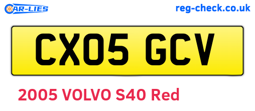CX05GCV are the vehicle registration plates.