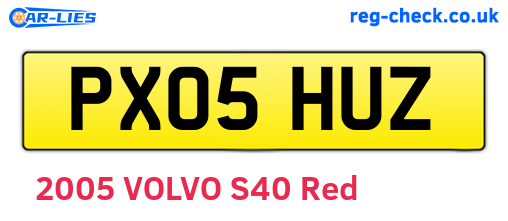 PX05HUZ are the vehicle registration plates.