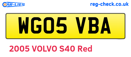 WG05VBA are the vehicle registration plates.