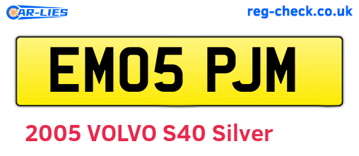 EM05PJM are the vehicle registration plates.