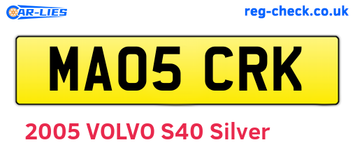 MA05CRK are the vehicle registration plates.