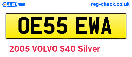 OE55EWA are the vehicle registration plates.