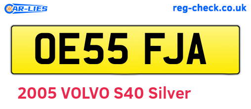 OE55FJA are the vehicle registration plates.