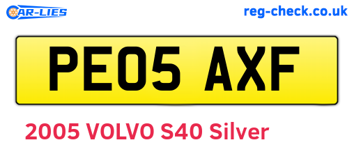 PE05AXF are the vehicle registration plates.