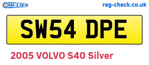 SW54DPE are the vehicle registration plates.