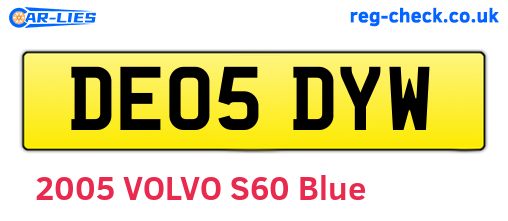 DE05DYW are the vehicle registration plates.