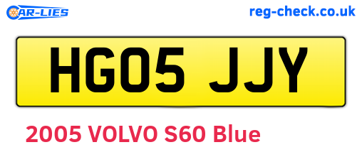 HG05JJY are the vehicle registration plates.