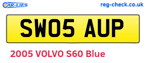 SW05AUP are the vehicle registration plates.
