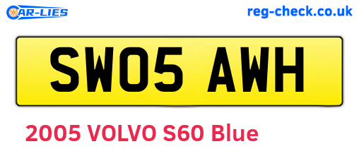 SW05AWH are the vehicle registration plates.