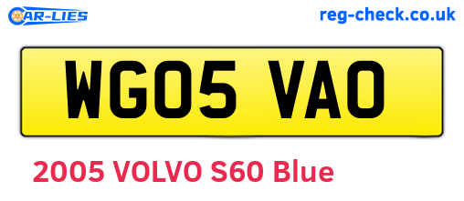 WG05VAO are the vehicle registration plates.