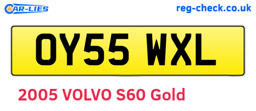 OY55WXL are the vehicle registration plates.