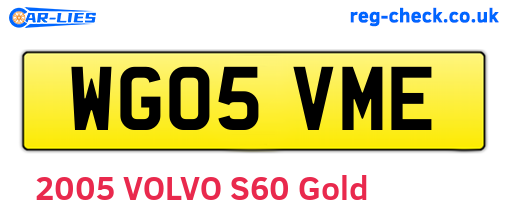 WG05VME are the vehicle registration plates.
