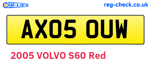 AX05OUW are the vehicle registration plates.