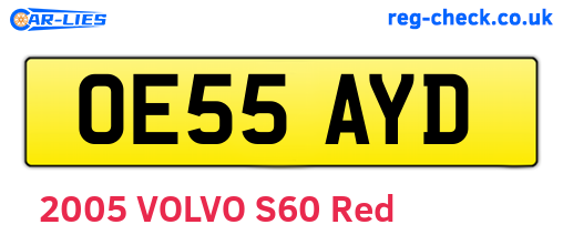 OE55AYD are the vehicle registration plates.