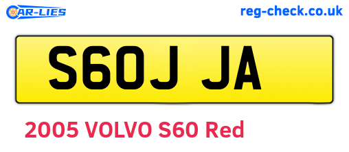 S60JJA are the vehicle registration plates.