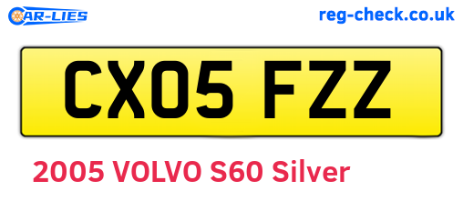 CX05FZZ are the vehicle registration plates.