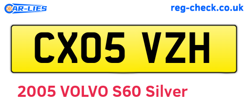 CX05VZH are the vehicle registration plates.