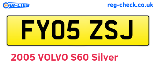 FY05ZSJ are the vehicle registration plates.
