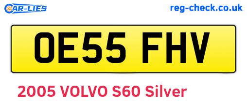 OE55FHV are the vehicle registration plates.