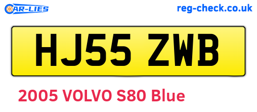 HJ55ZWB are the vehicle registration plates.