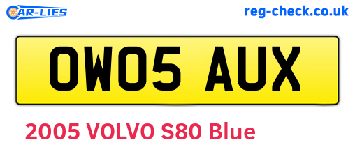 OW05AUX are the vehicle registration plates.