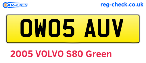 OW05AUV are the vehicle registration plates.