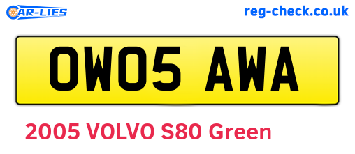 OW05AWA are the vehicle registration plates.