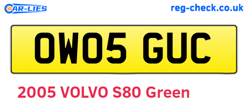 OW05GUC are the vehicle registration plates.