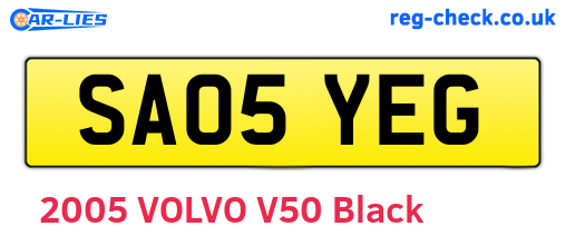 SA05YEG are the vehicle registration plates.