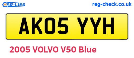 AK05YYH are the vehicle registration plates.