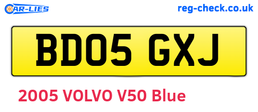 BD05GXJ are the vehicle registration plates.