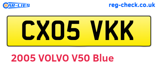 CX05VKK are the vehicle registration plates.