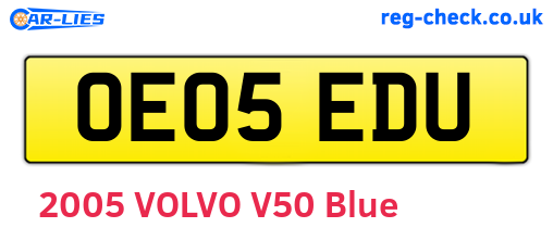 OE05EDU are the vehicle registration plates.