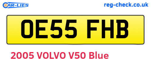 OE55FHB are the vehicle registration plates.