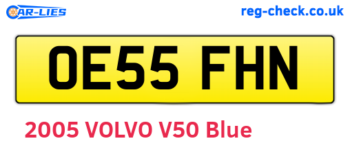 OE55FHN are the vehicle registration plates.